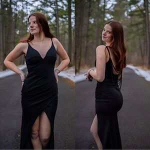 Chic Black Backless Evening Gown